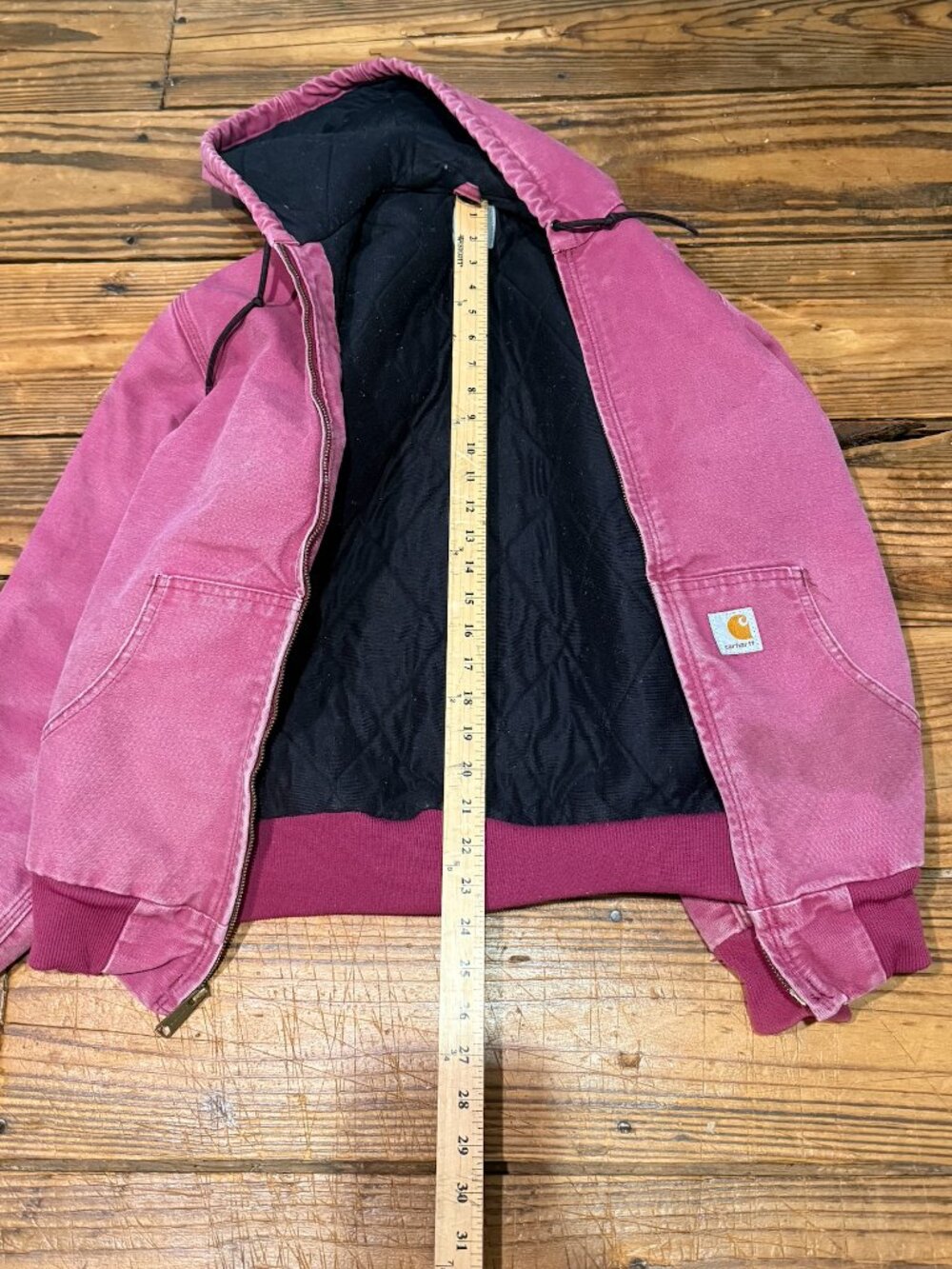 Vintage Carhartt Quilt-Lined Hooded Jacket WJ130 Women's Size Medium 8/10 RARE - Picture 9 of 16